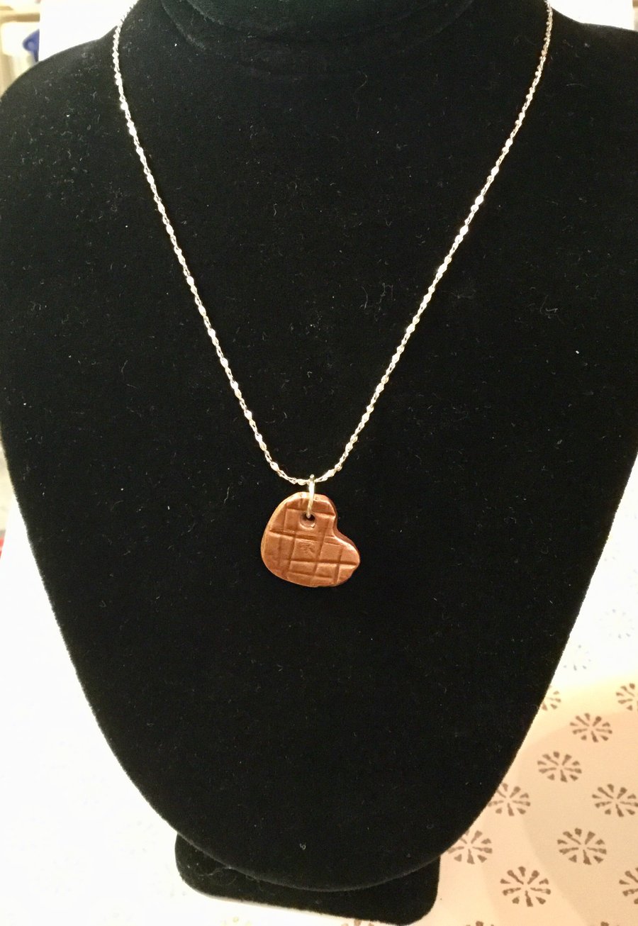 Little Thatch Heart hand crafted copper pendant on 18” 925 sterling silver chain