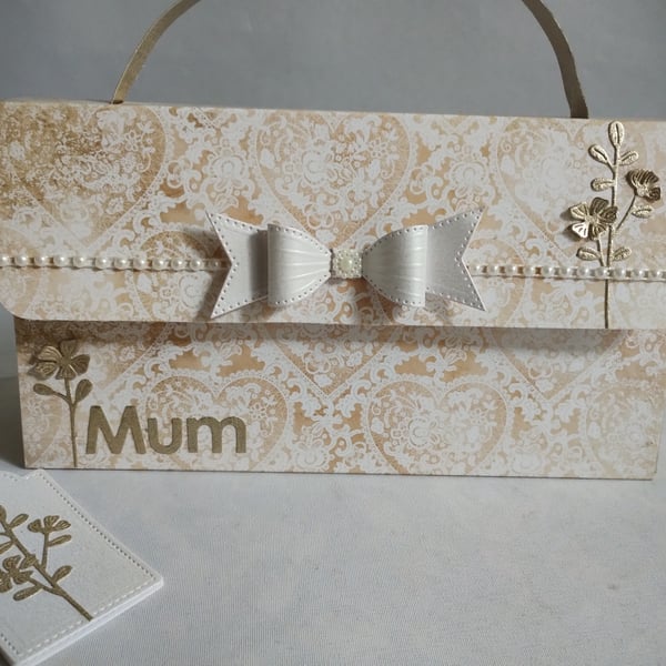 Lacey Hearts Handbag Style Keepsake Gift Box for Mum - Mother's Day, Birthday