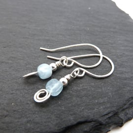 sterling silver earrings, aquamarine gemstone jewellery