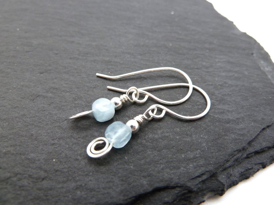 sterling silver earrings, aquamarine gemstone jewellery