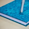 A5 Hardback Lined Notebook with full cloth turquoise flower cover