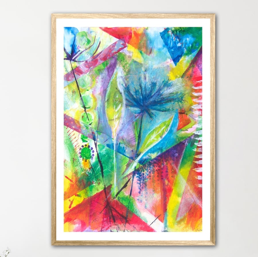 Flourish Art Print, Bright and Colourful in A4 and  A3 sizes