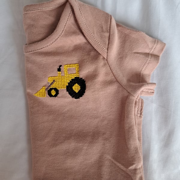 Digger, baby vest, onesie, age 9-12 months