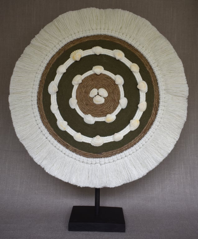 "Ubusika 3" – Khaki Green & Jute Shell Wall Hanging Fibre Art