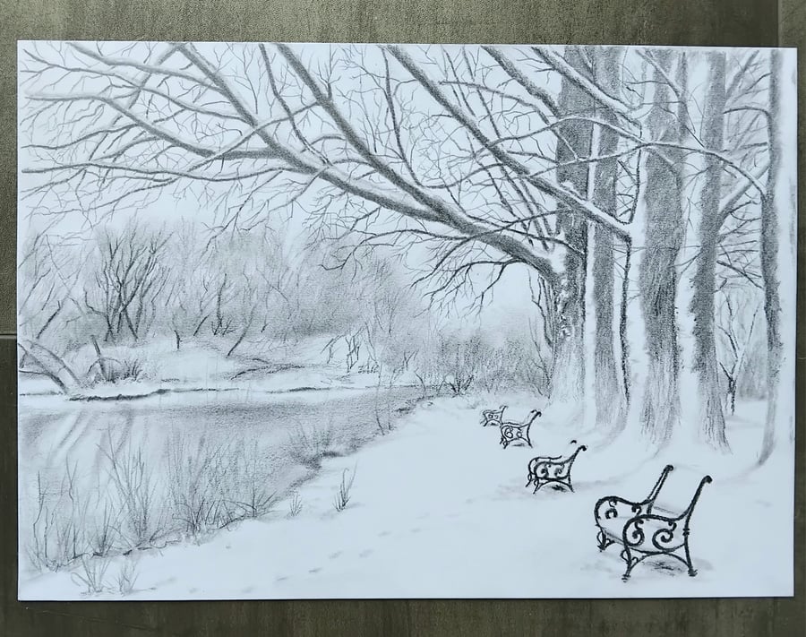 Winter in the park - drawing