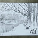 Winter in the park - drawing
