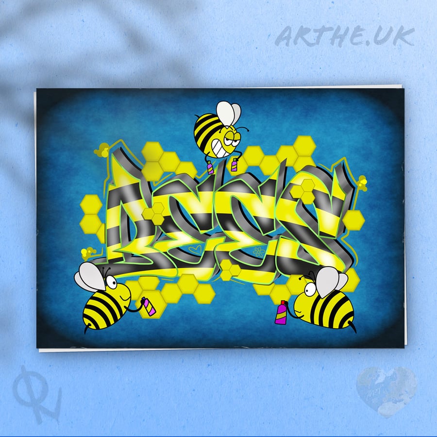 Bees Graffiti Wall Art