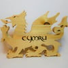 Unique Wooden Welsh Dragon Ornament with Cymru in Pyrography
