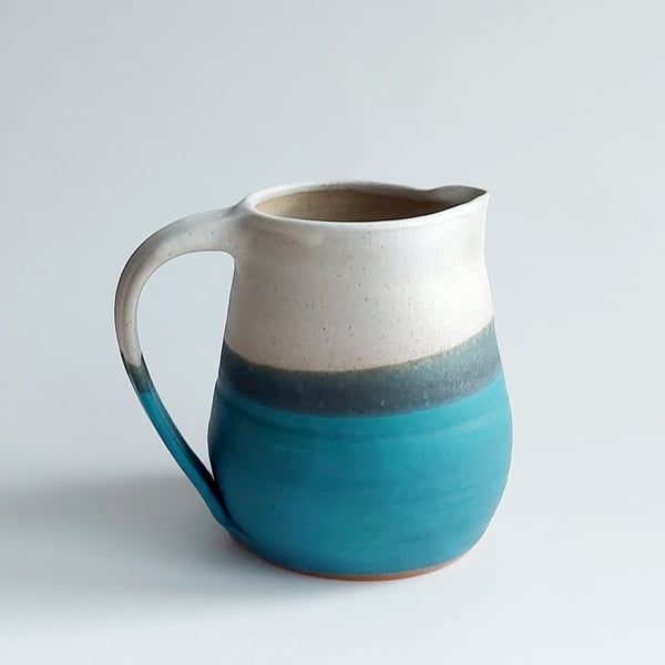 Handmade large jug pitcher in Tiree Sea glaze