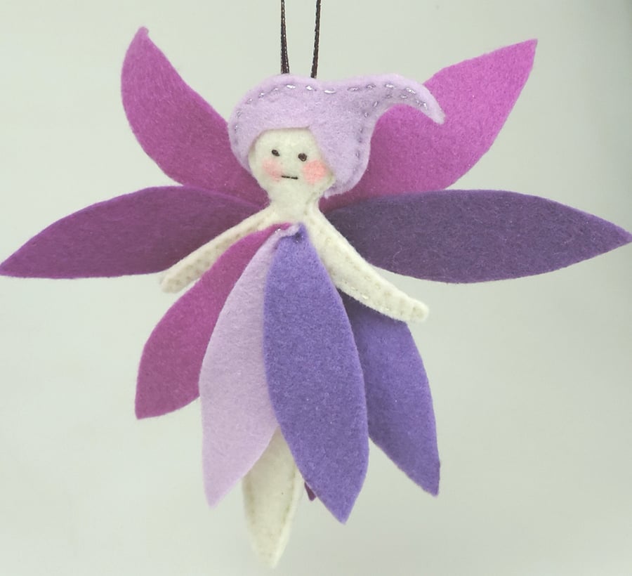 Flower Petal Fairies, Fae, Garden Fairy, Purple, Lilac, Lavender, Twig Tree, 
