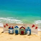 Fused glass beach huts tea-light shade 