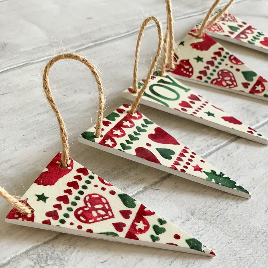 Christmas Bunting Wooden Festive Bunting Emma Bridgewater Designs Decoupaged Han