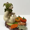 Woodland elf collectable teddy bear, Autumn themed display artist bear