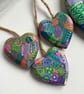 4 hanging abstract wooden hearts  - Image 7