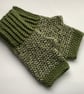 FINGERLESS MITTS , gloves ' Rambler'  Soft wool blend. Green. - Image 6