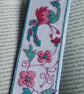 Peacock & Flowers Bookmark, Book Gift Peacock Gift - Turquoise Border