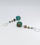 Artisan Teal Agate Dizi Agate & African Turqoise Earth  Drop Earrings  - Image 2
