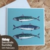 Cornish Mackerel Greetings Card - seconds Sunday Blank