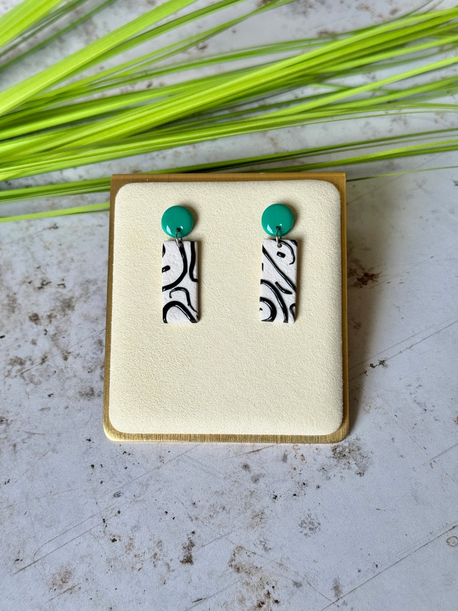 Colour & Monochrome - Circle and Rectangle Earrings