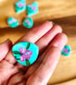Hand-Painted Turquoise Floral Earrings  - Image 2