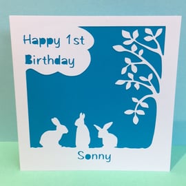 Personalised Birthday Card for a Child - Bunnies