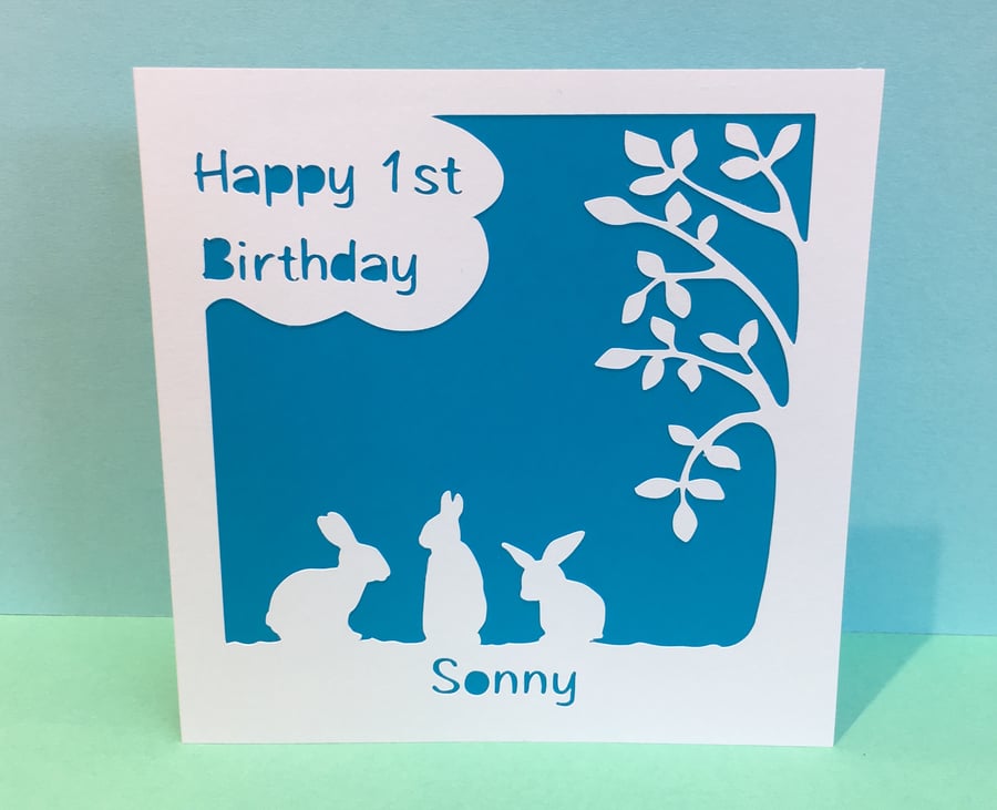 Personalised Birthday Card for a Child - Bunnies