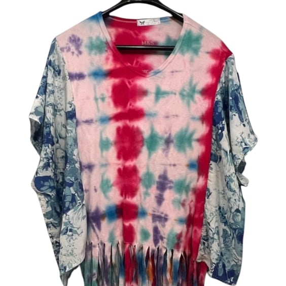 One of a Kind Upcycled Tie Dye Boho Festival Top Cottagecore Fairy Hippie TShirt