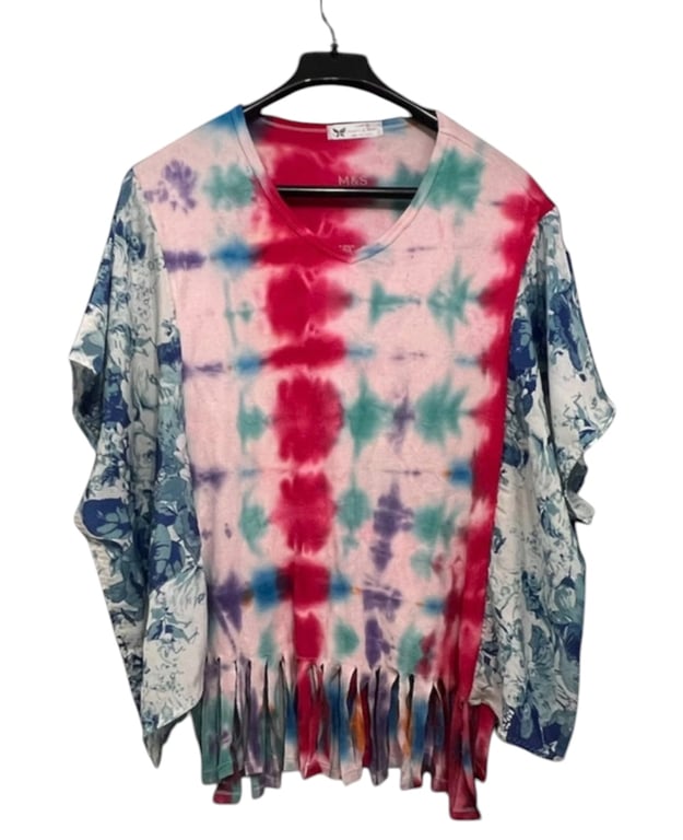 One of a Kind Upcycled Tie Dye Boho Festival Top Cottagecore Fairy Hippie TShirt