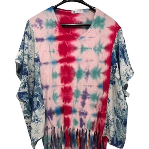 One of a Kind Upcycled Tie Dye Boho Festival Top Cottagecore Fairy Hippie TShirt