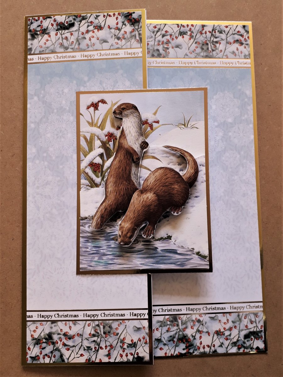 Otter Festive Card