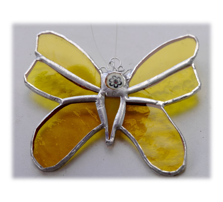 Butterfly Stained Glass Suncatcher Yellow