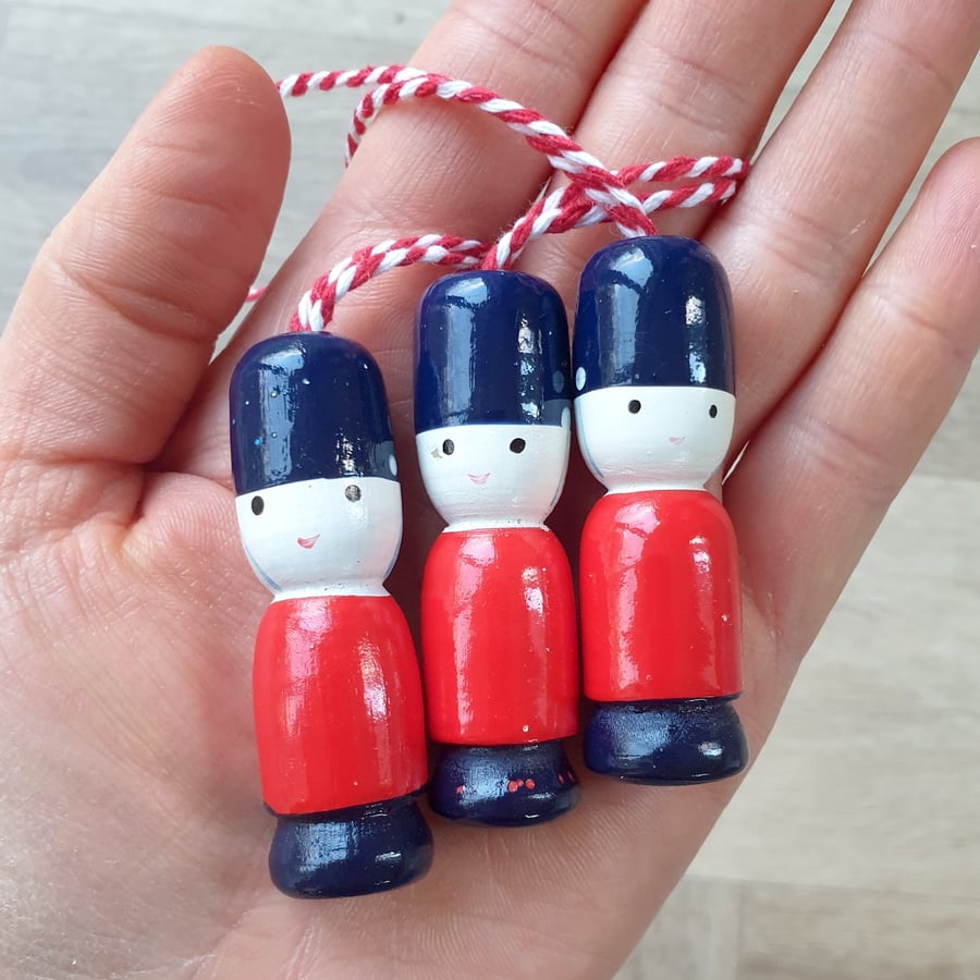 Set of Three Toy Soldier Ornaments - Upcycled from Vintage Toys