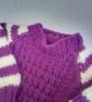 Round Neck Jumper with Patterned Front and Striped Sleeves,Custom Make - Image 3