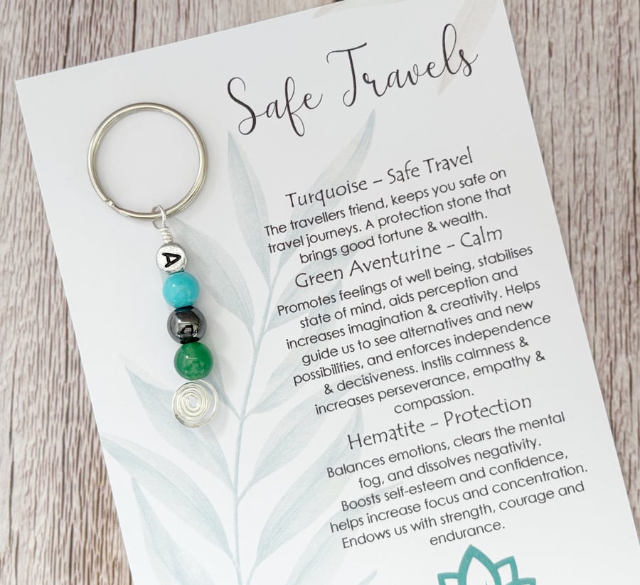 Safe Travels Keyring, Travel Gifts, Travel Protection, Travelling Charm