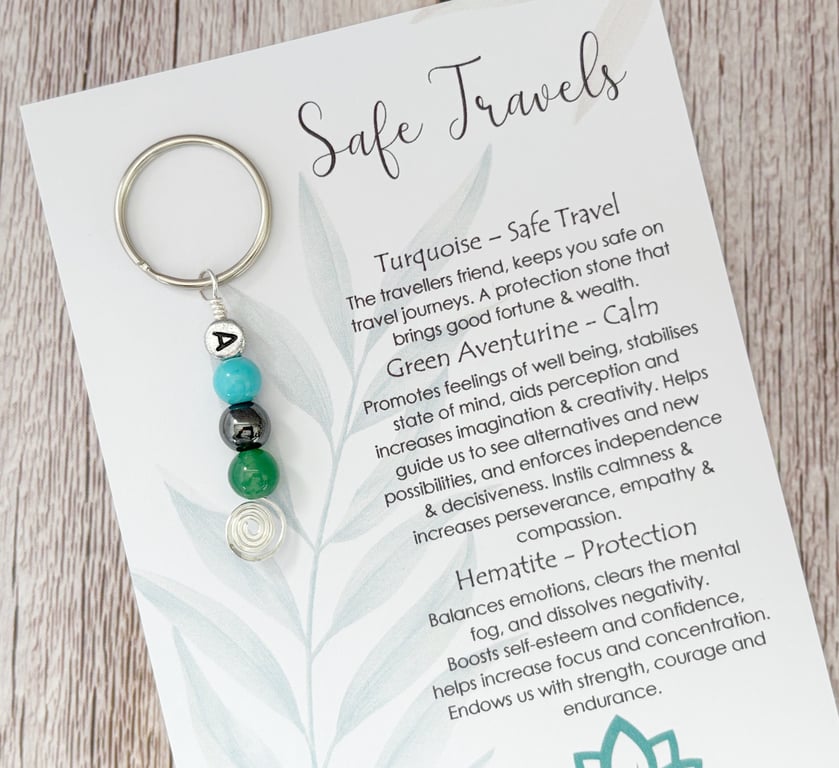 Safe Travels Keyring, Travel Gifts, Travel Protection, Travelling Charm
