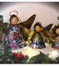 Medium: Tin Angel Christmas Tree decoration yellow dress with Orange hair - Image 3