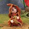 Summer Special ... Tiny Magical Gnome 'Ochre' with metallic seahorse OOAK Sculpt
