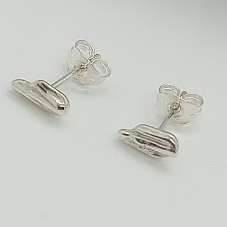 Silver cast stud earrings organic design one of a kind gift for her post ready