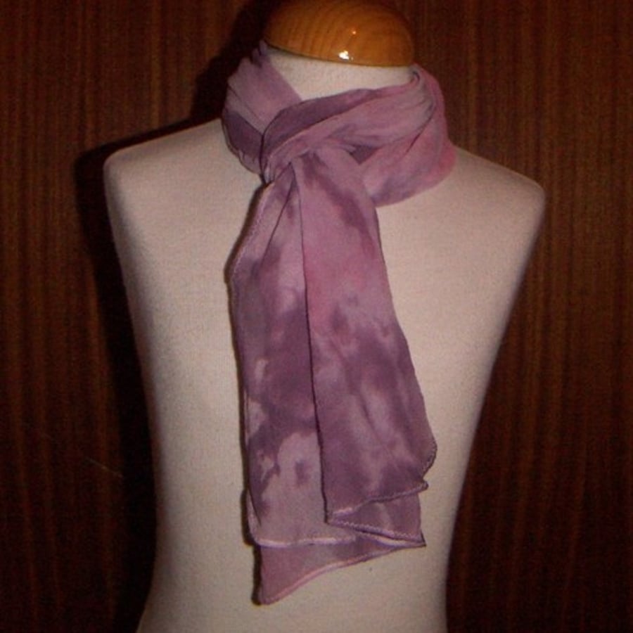 Handmade hand dyed silk chiffon scarf - 'Romance'