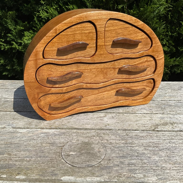 Large Wooden Cherry Wood Jewellery Box