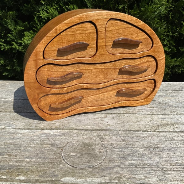 Large Wooden Cherry Wood Jewellery Box