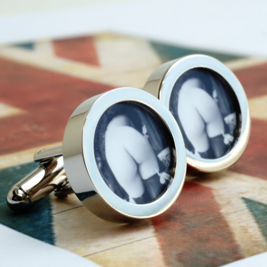Erotic Cufflinks Vintage Bottom Cufflinks, Vintage Erotic Fun