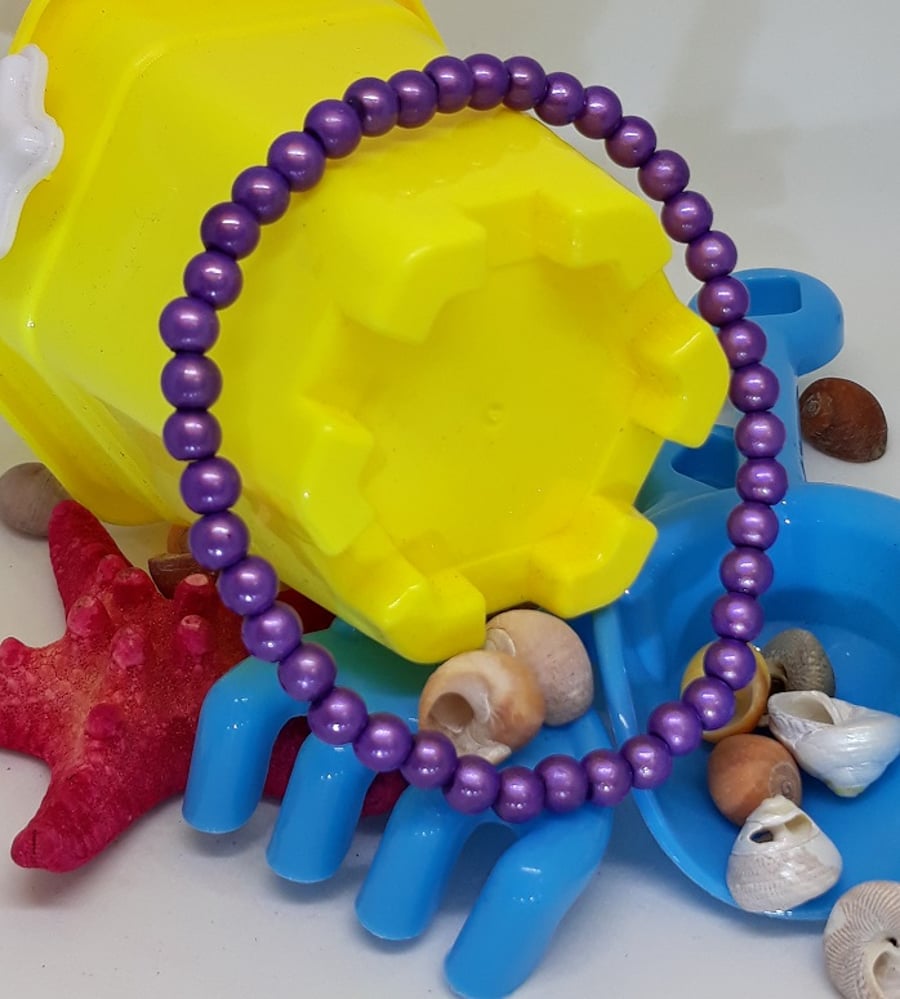 AL11 - Purple miracle bead anklet