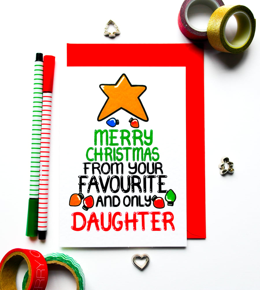 Funny Christmas Card From Your Favourite Daughter Christmas Card for Mum and Dad