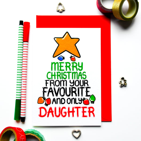 Funny Christmas Card From Your Favourite Daughter Christmas Card for Mum and Dad