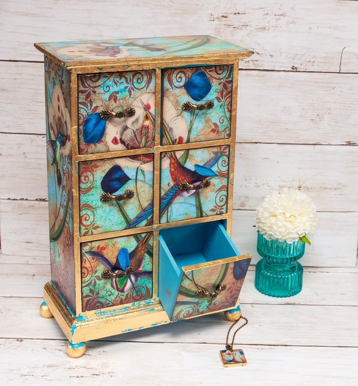 Large Humming Jewellery Armoire,  Mini Chest of Drawers, Jewellery Box, 