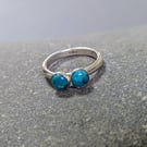 Sterling Sliver and Double Turquoise Ring 3mm Band