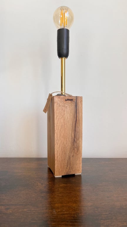 Spalted Oak Sculptural Table Lamp – Handmade Unique Wooden Light