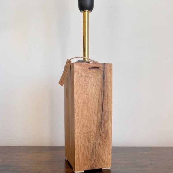 Spalted Oak Table Lamp - Handmade Sculptural Wooden Light UK