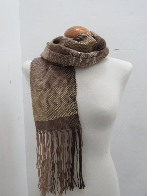 Soft Brown Handwoven Scrap Scarf